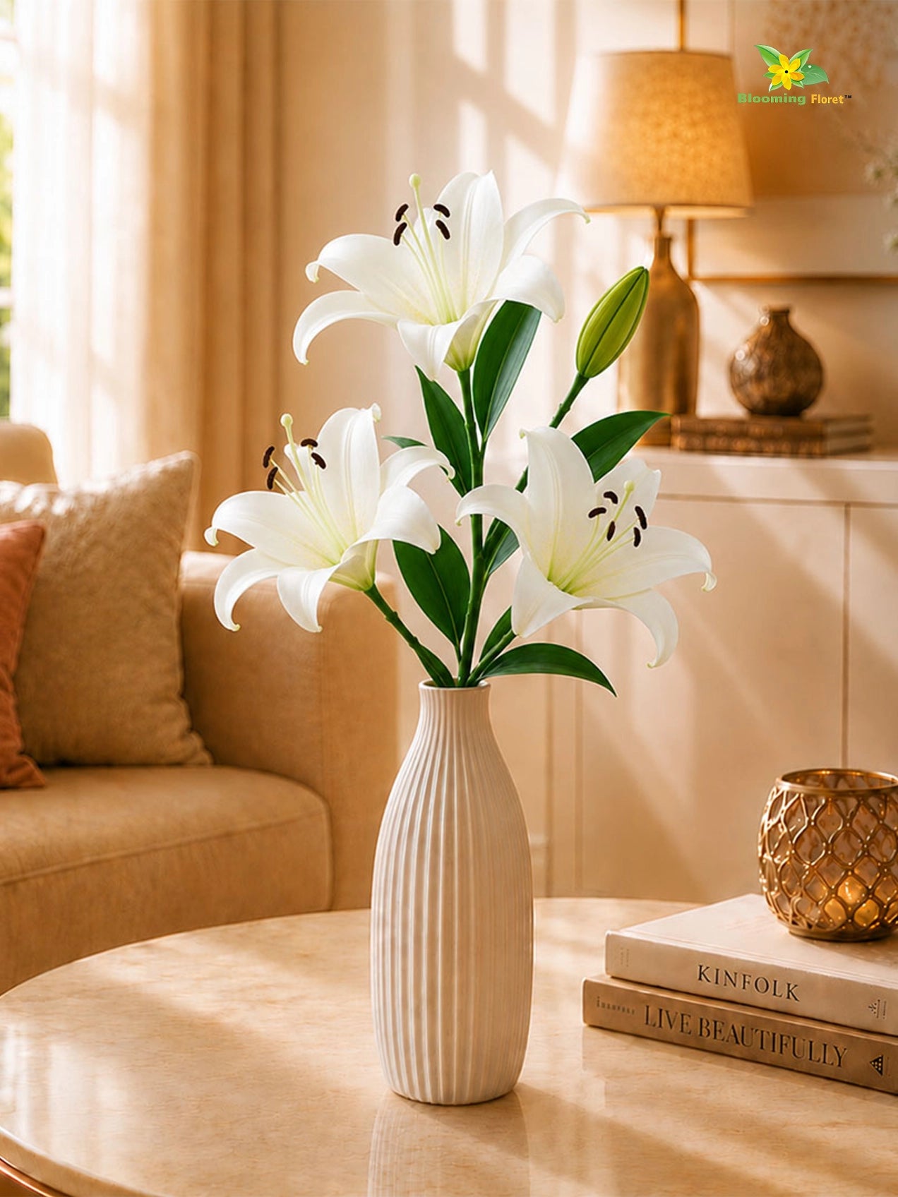 Artificial Lily Flower Stick | White | 78 cm