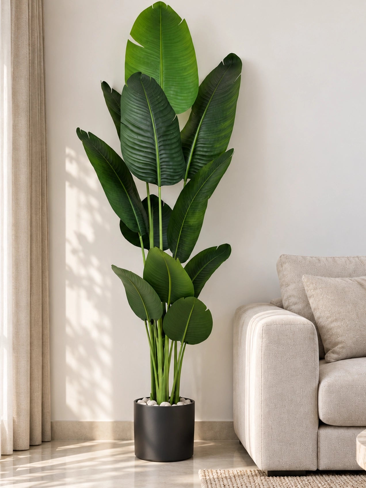Artificial Banana Leaf Plant | 220 cm | With Basic Pot