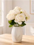 Artificial Rose Flower Bunch | White | 40 cm
