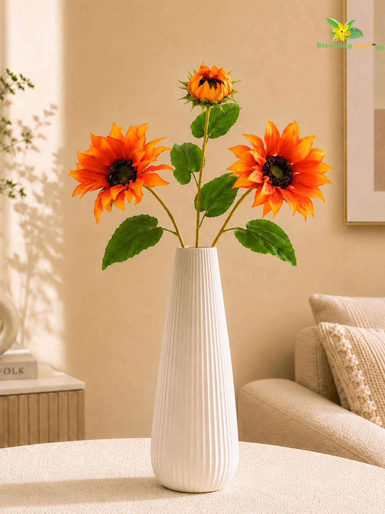 Artificial Sunflower Stick | Orange | 78 cm