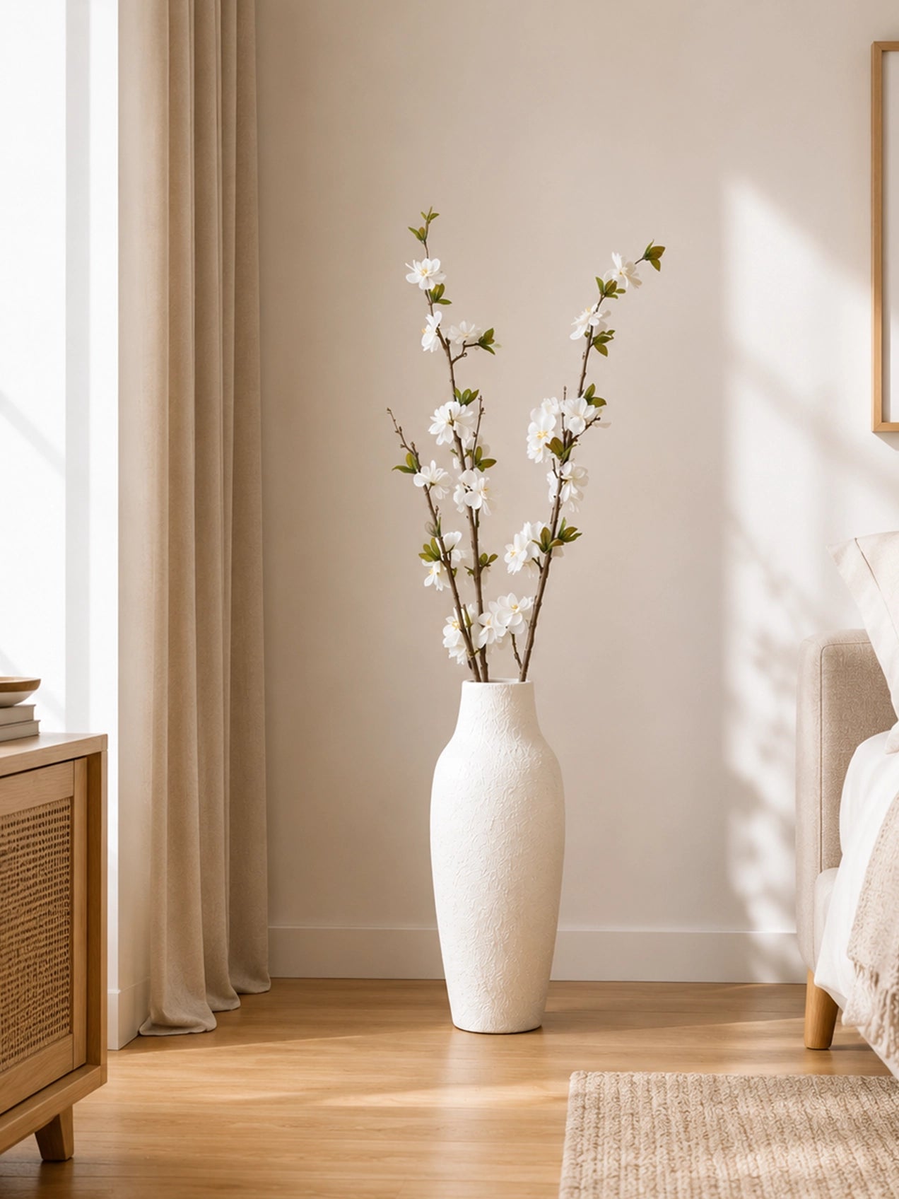 Cherry Blossom Flower Stick | White | 94 cm