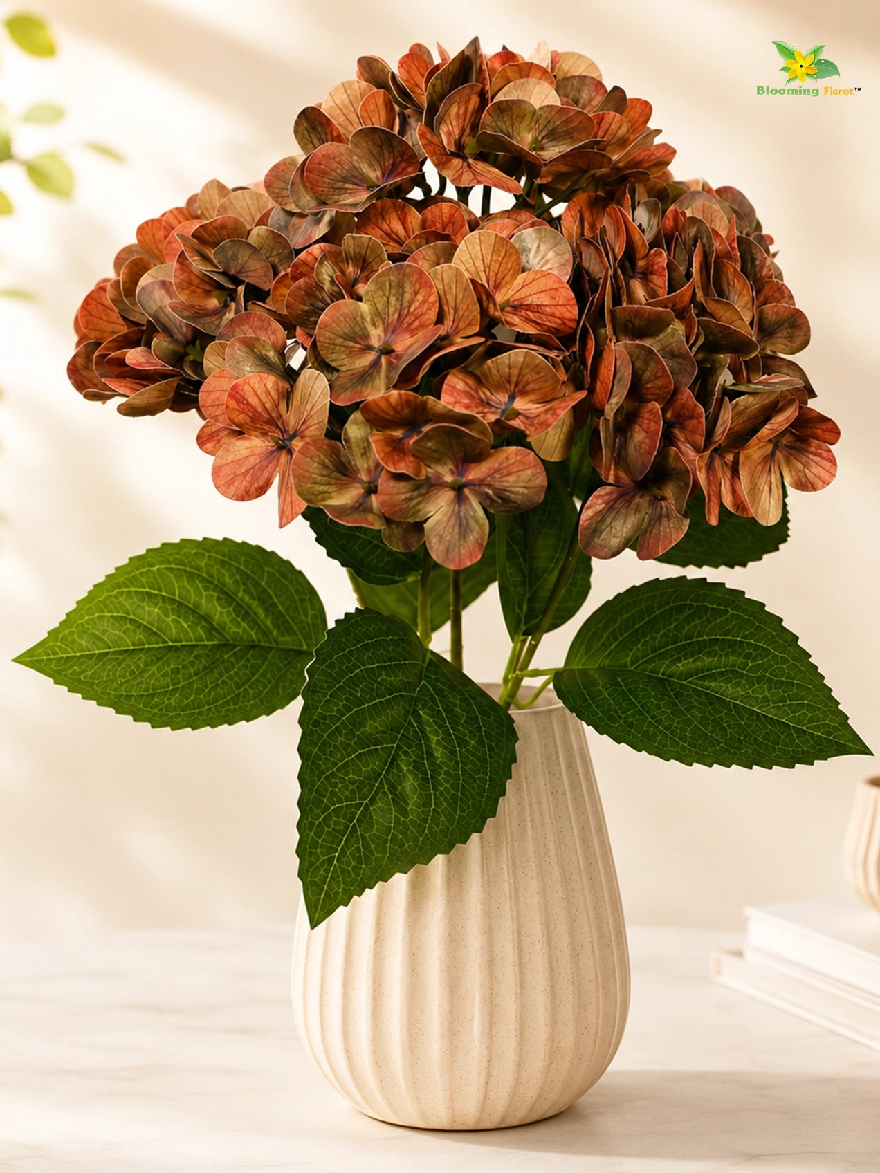 Artificial Hydrangea Flower Bunch | Dark Brown | 42 cm