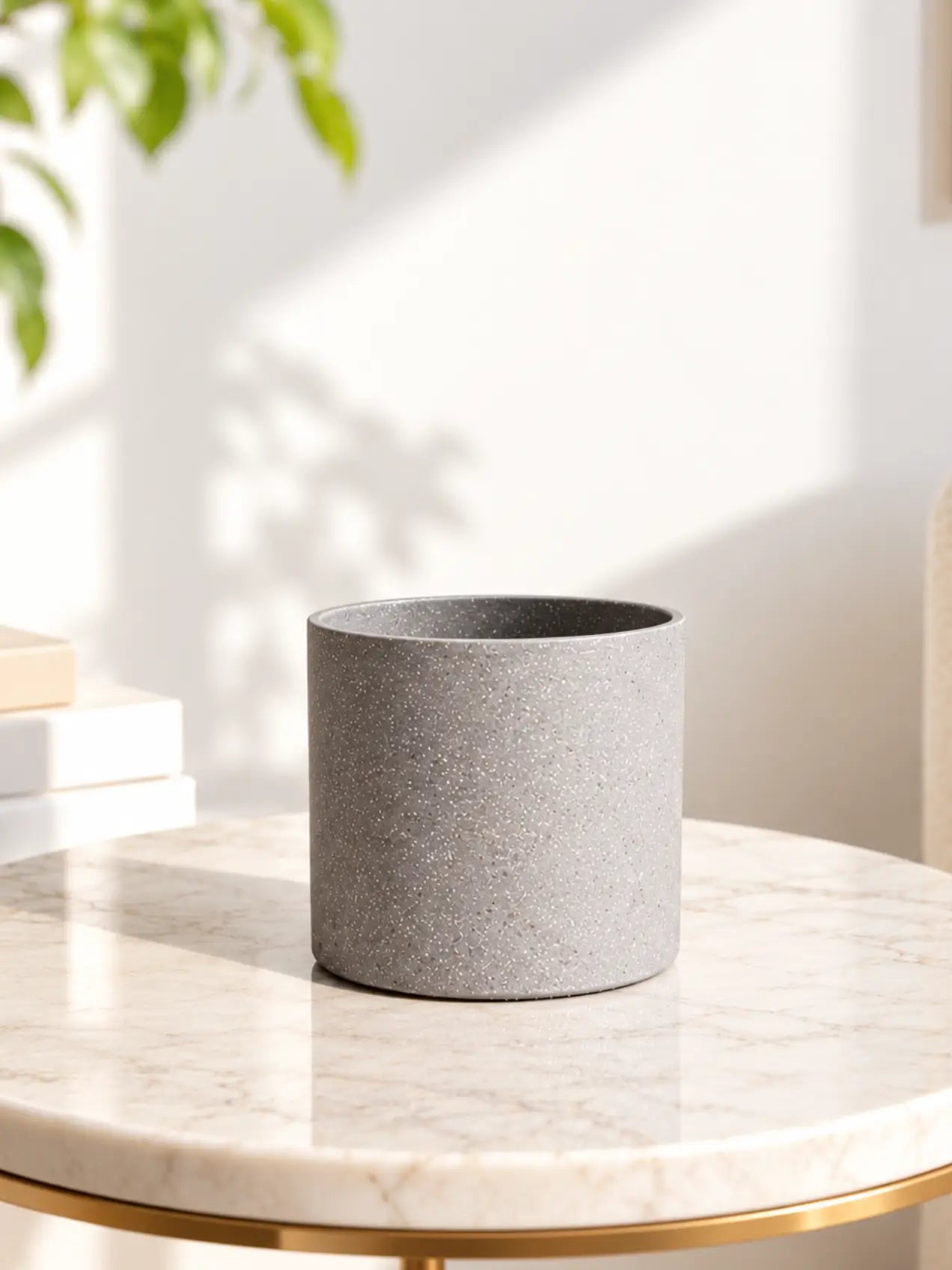 Cylinder Base Fiber Pot | Grey | 14 cm