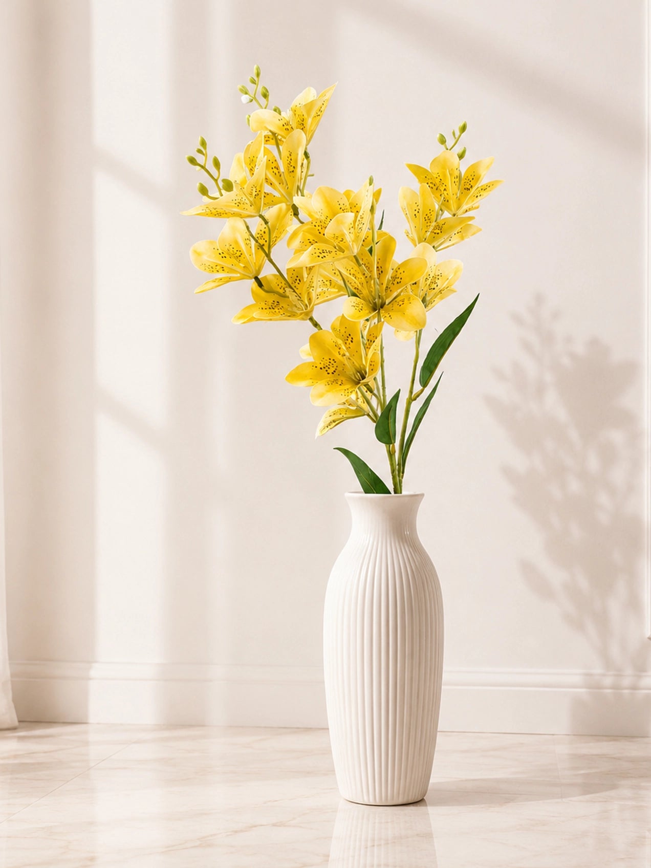Artificial Magnolia Flower Stick | Yellow | 85 cm