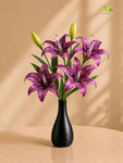 Artificial Lily Flower Stick | Purple | 35 cm | Set of 2