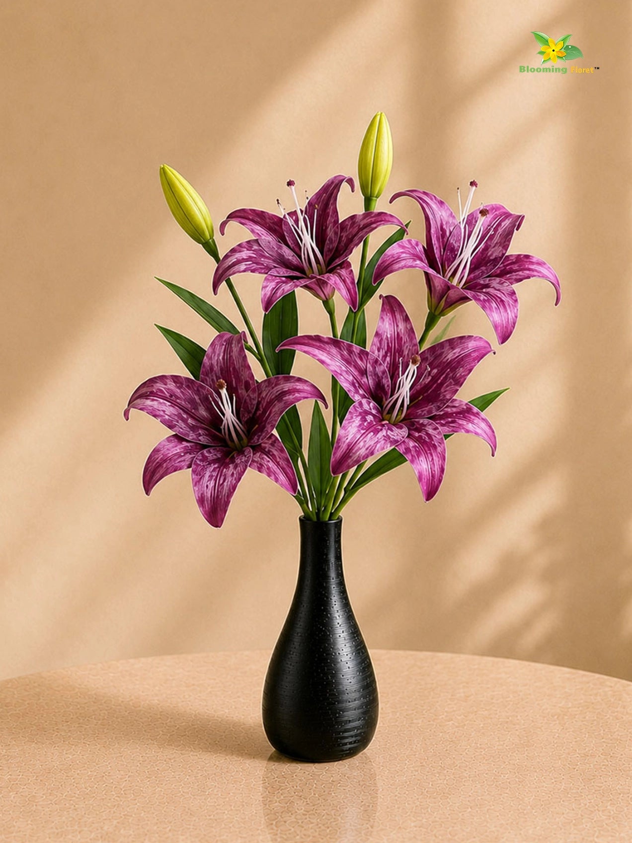 Artificial Lily Flower Stick | Purple | 35 cm | Set of 2