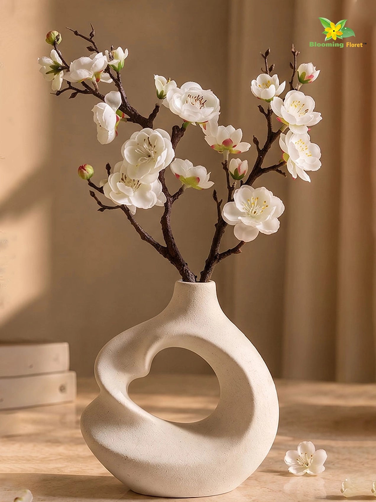Small Plum Blossom Flower Stick | White | 35 cm | Set of 2