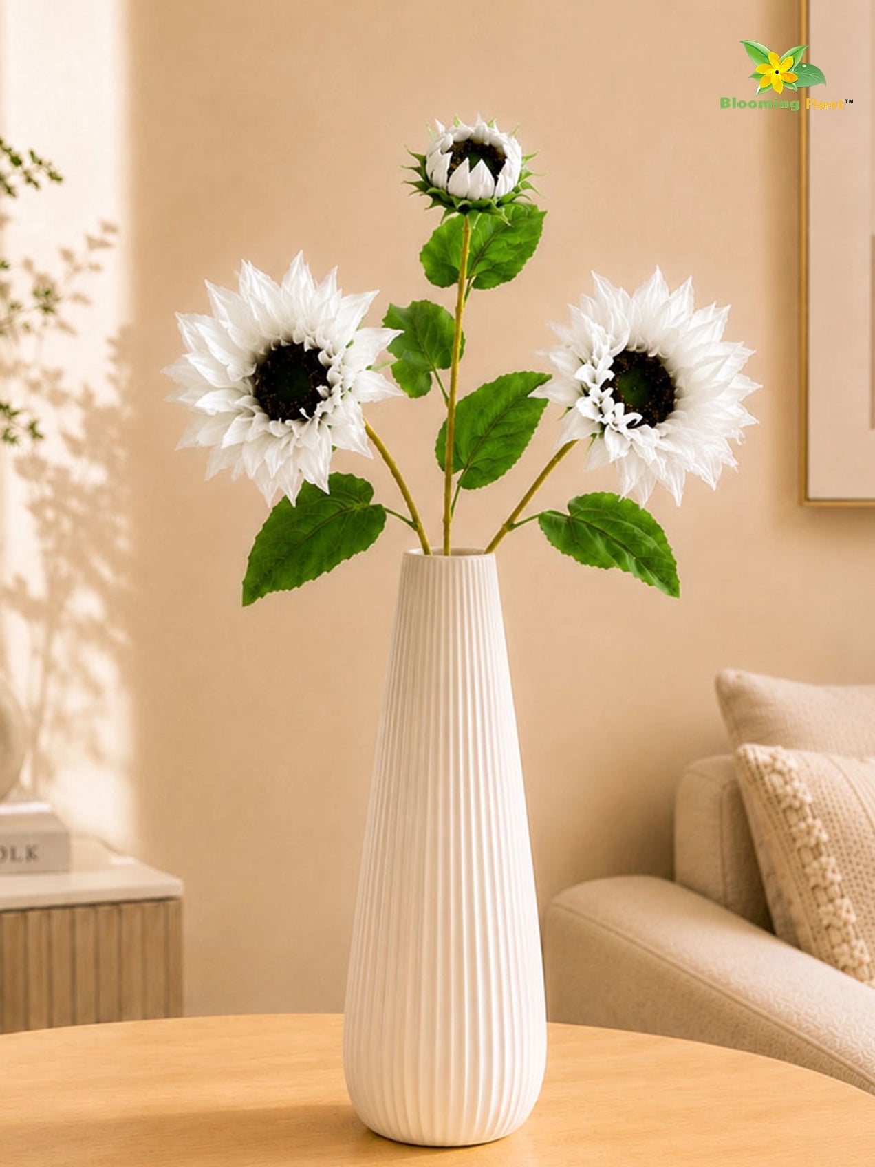 Artificial Sunflower Stick | White | 78 cm