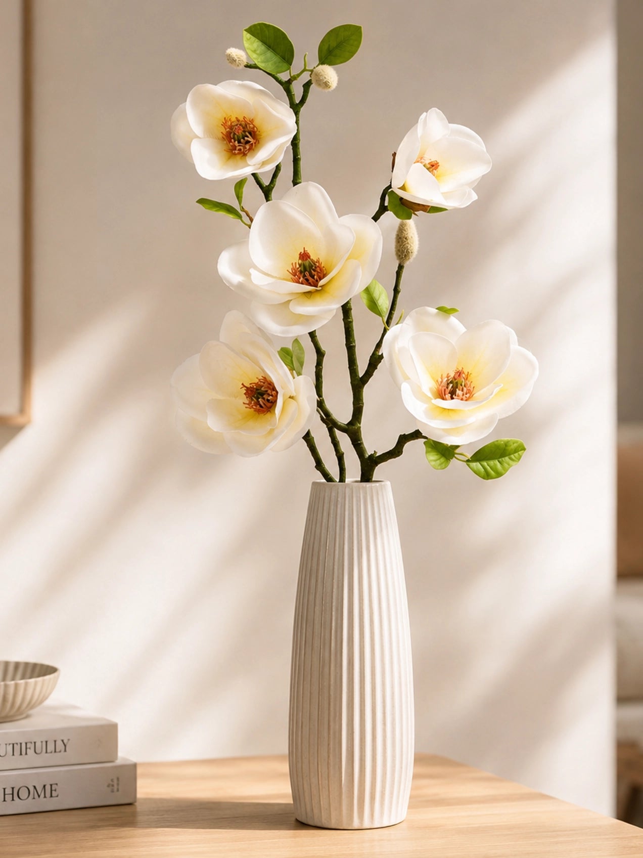 Magnolia Flower Stick | White | 72 cm