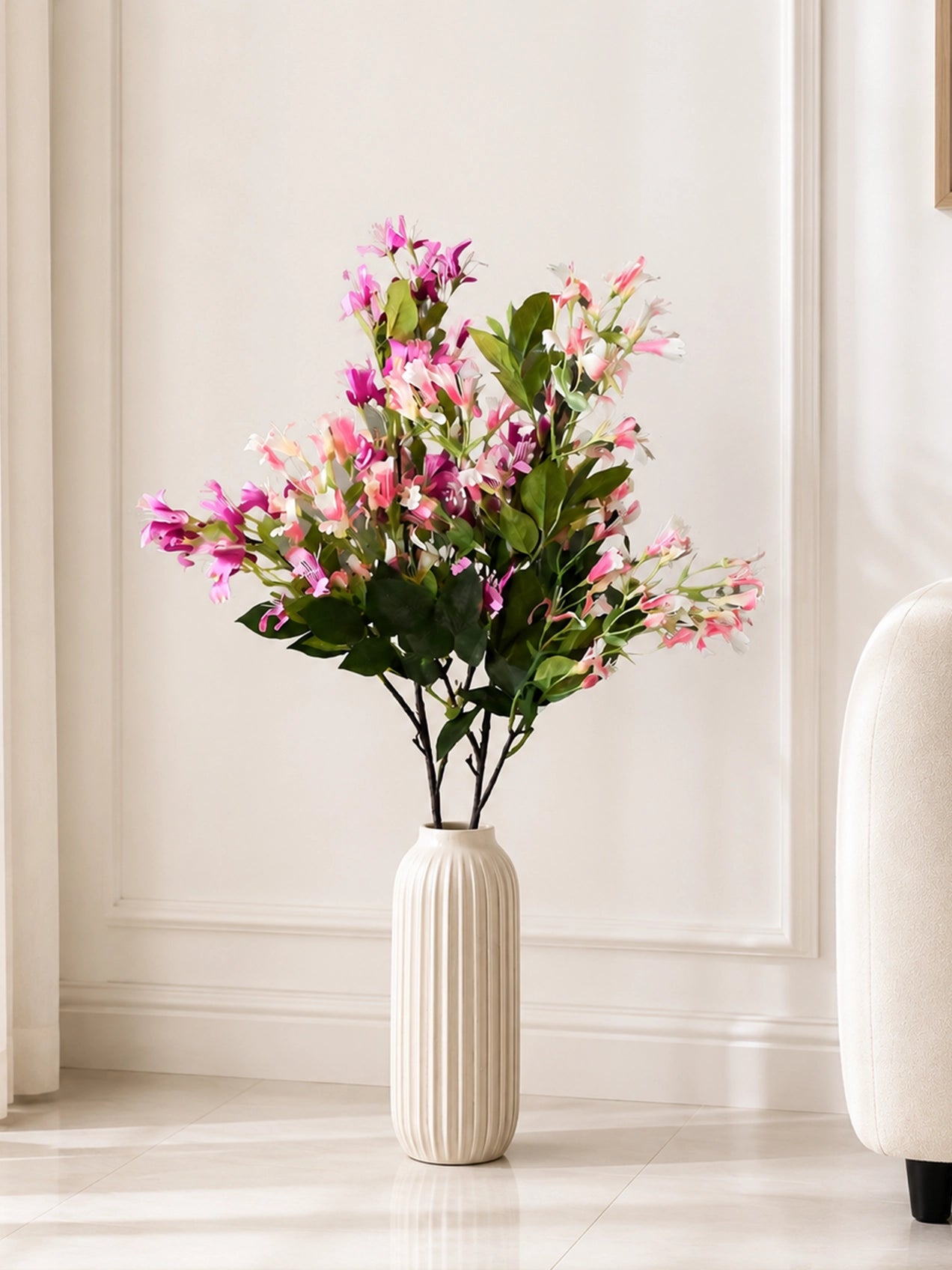 Japanese Honeysuckle Flower Bunch | Light Pink & Purple | 90 cm