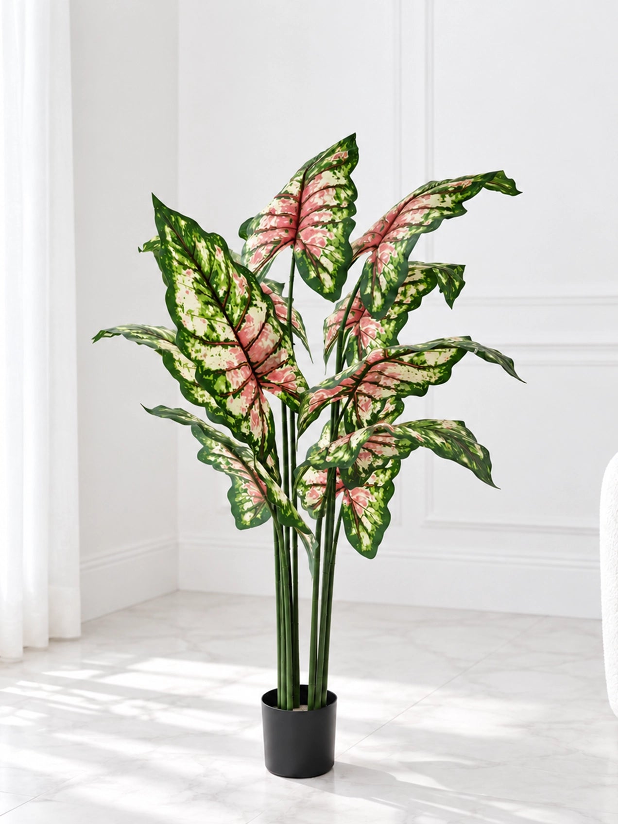 Tropical Beauty Artificial Caladium Plant | 138 cm | 10 Leaves