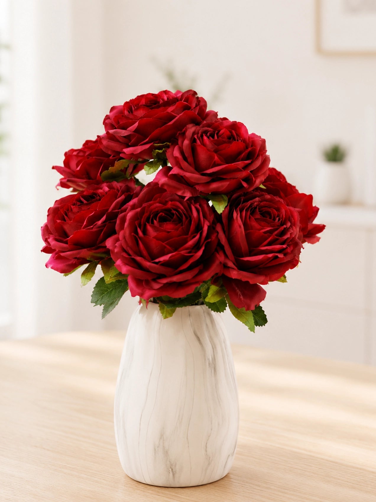 Artificial Rose Flower Bunch | Red | 40 cm