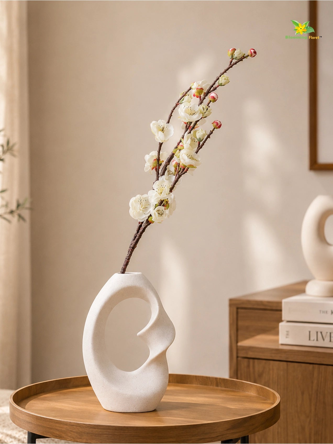 Artificial Plum Blossom Flower Stick | White | 60 cm