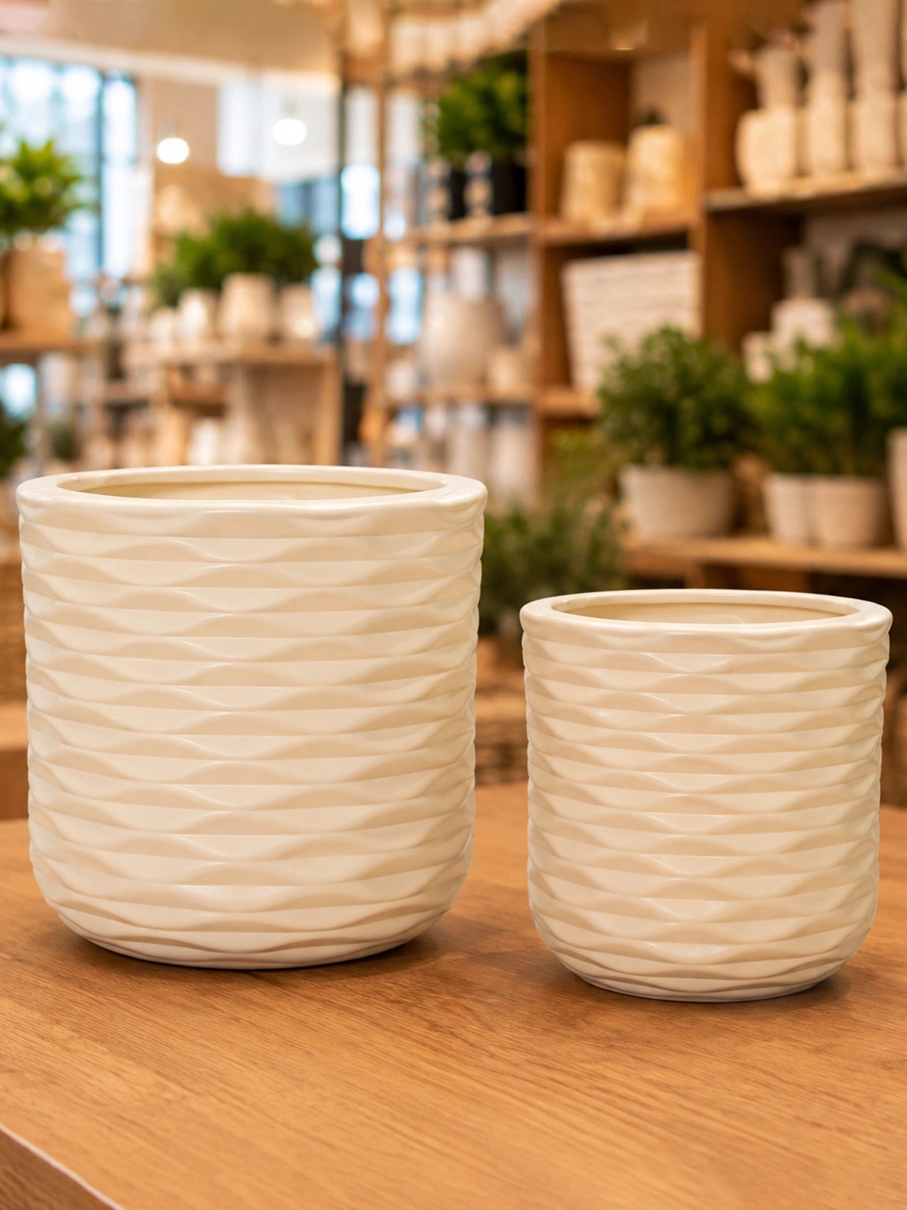 Cylindrical Planter Set | Off White | 28 cm and 21 cm
