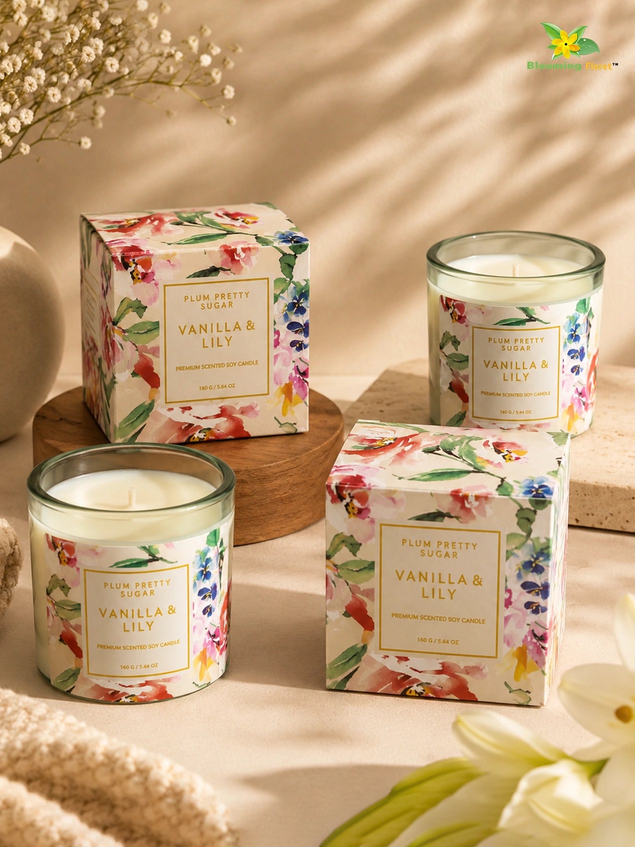 Scented Candle Glass Jar | Vanilla Lily | 6 cm | Set of 2