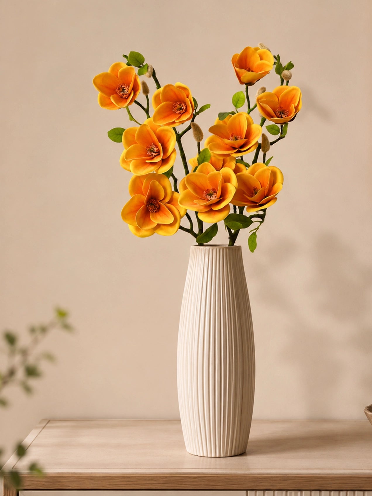 Magnolia Flower Stick | Yellow | 72 cm | Set of 2