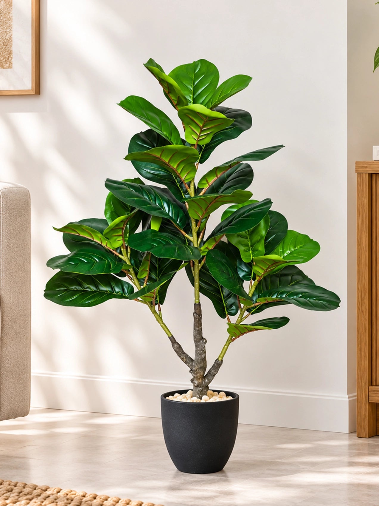 Artificial Fiddle-Leaf Fig Plant | 90 cm | 33 Leaves | With Basic Pot
