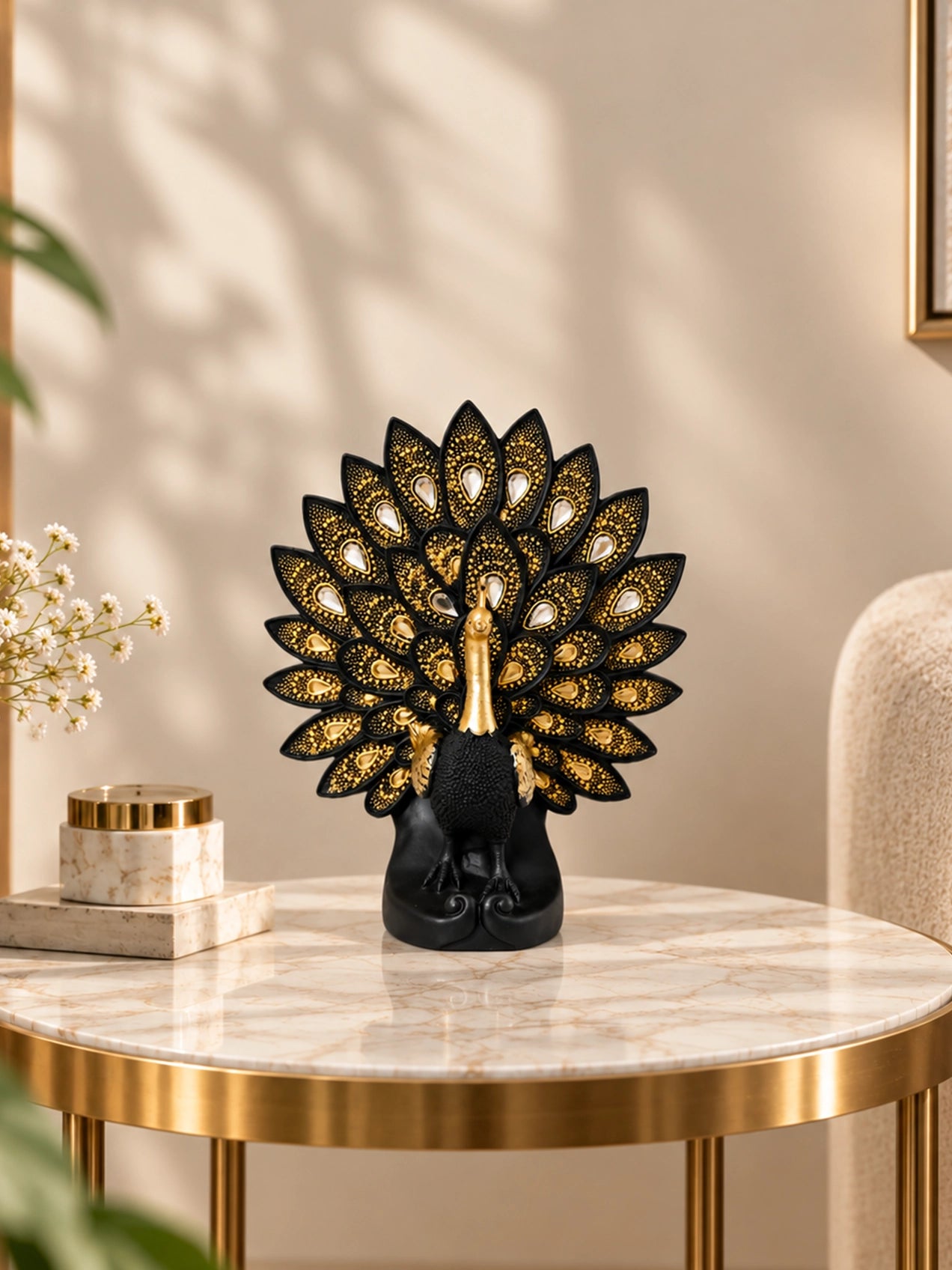 Luxurious Peacock Sculpture | 26 cm