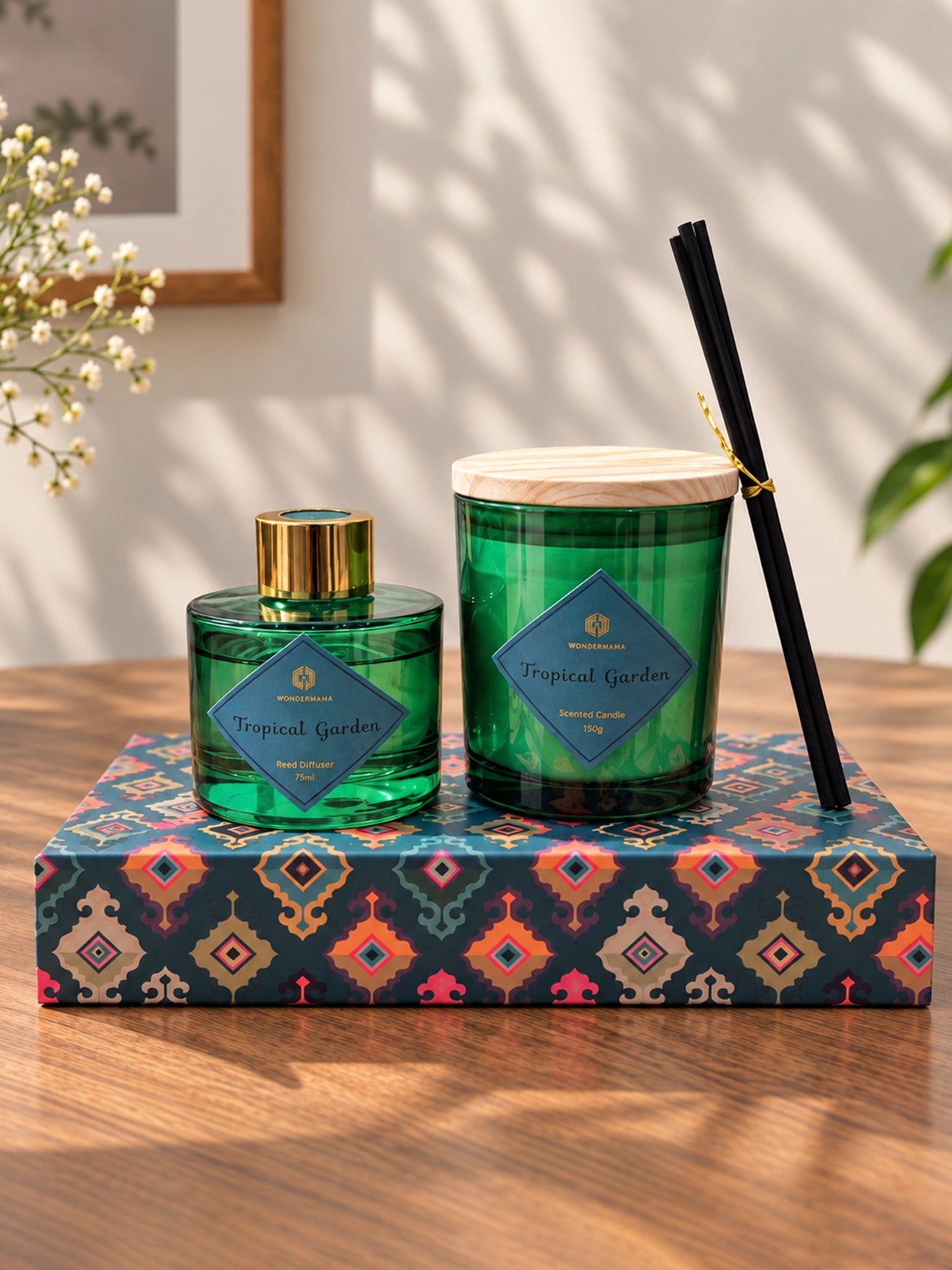 Reed Fragrance Diffuser & Candle Set | Tropical Garden | 26 cm