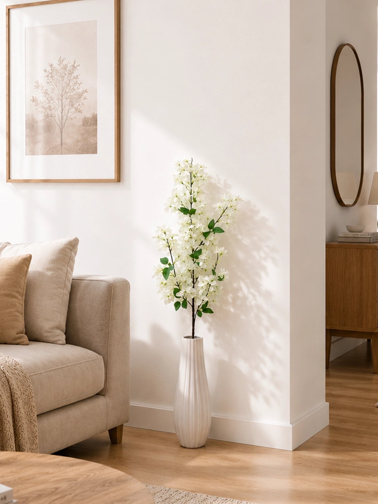 Artificial Bougainvillea Stick | White | 135 cm