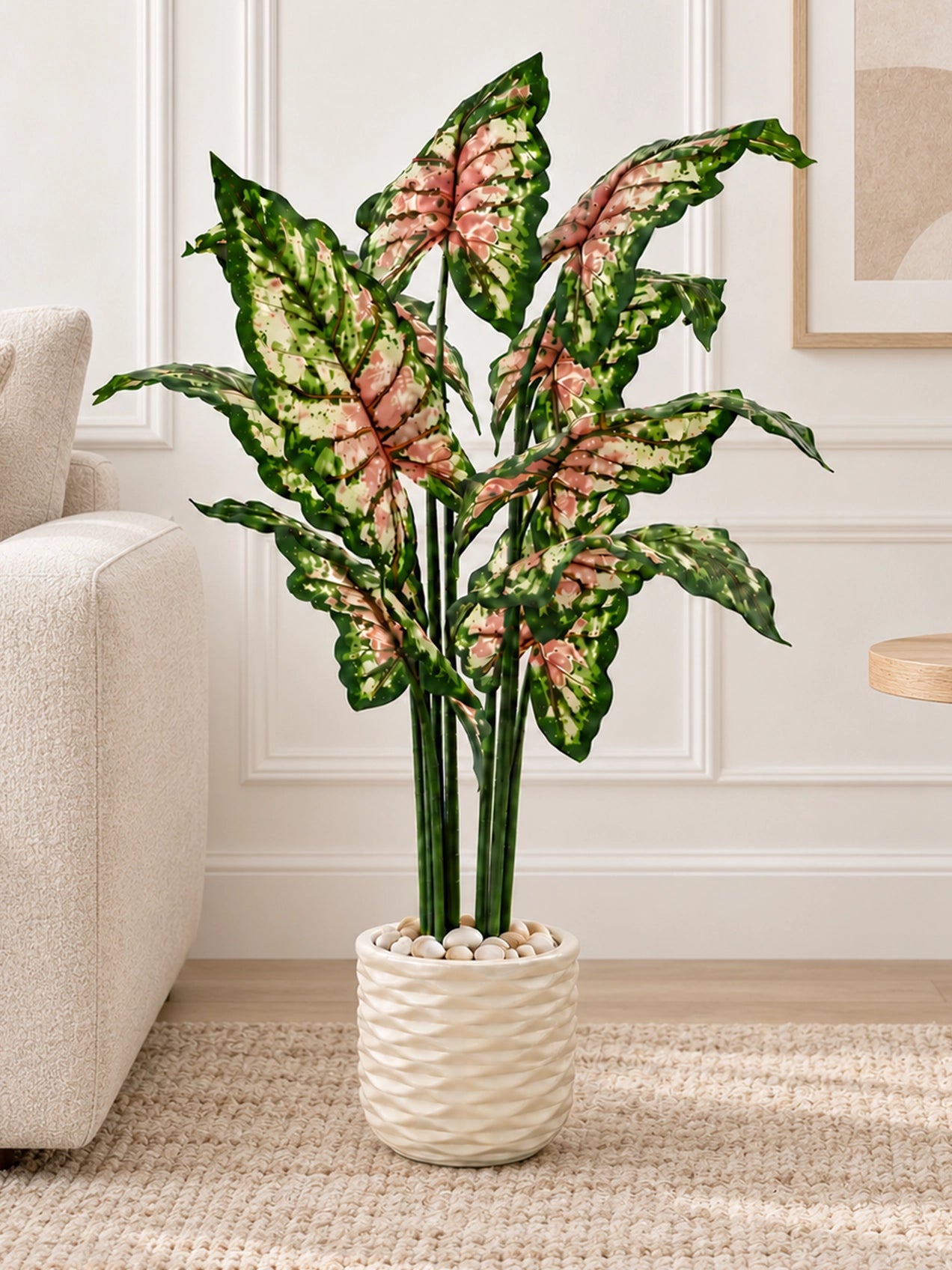 Tropical Beauty Artificial Caladium Plant | 138 cm | 10 Leaves