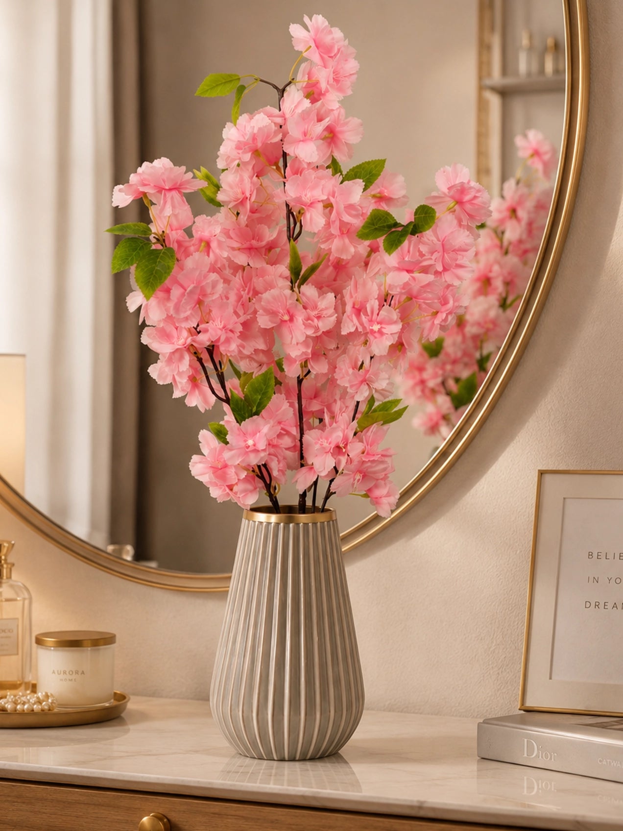 Cherry Blossom Flower Bunch | Light Pink | 65 cm