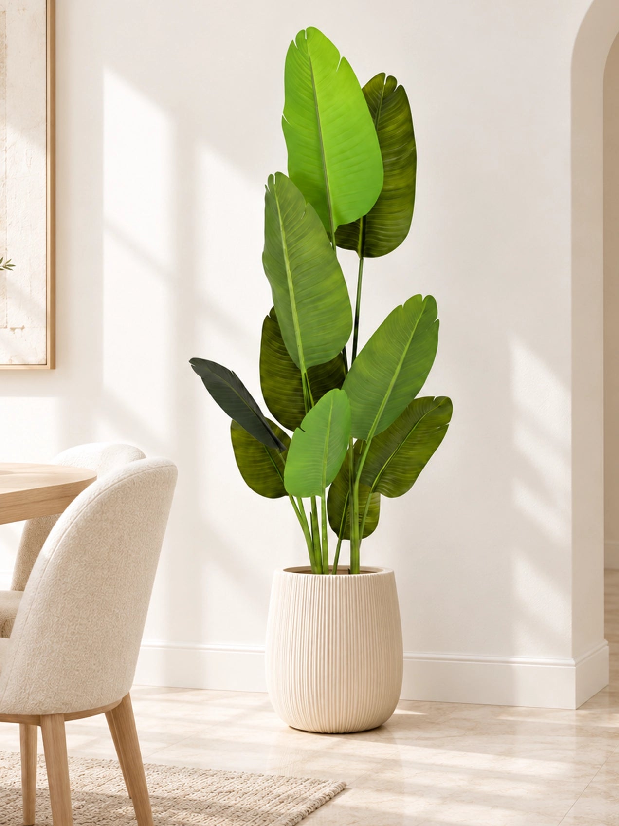 Artificial Banana Leaf Plant | 178 cm | With Basic Black Pot