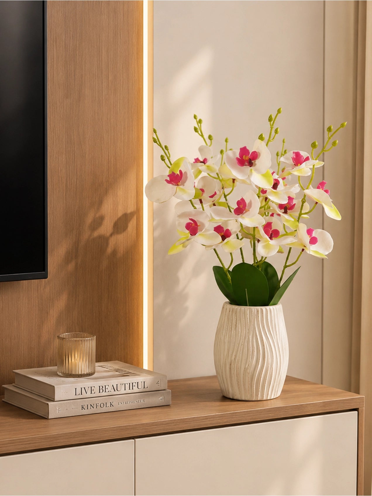 Orchid Bunch | Off-White | 44 cm