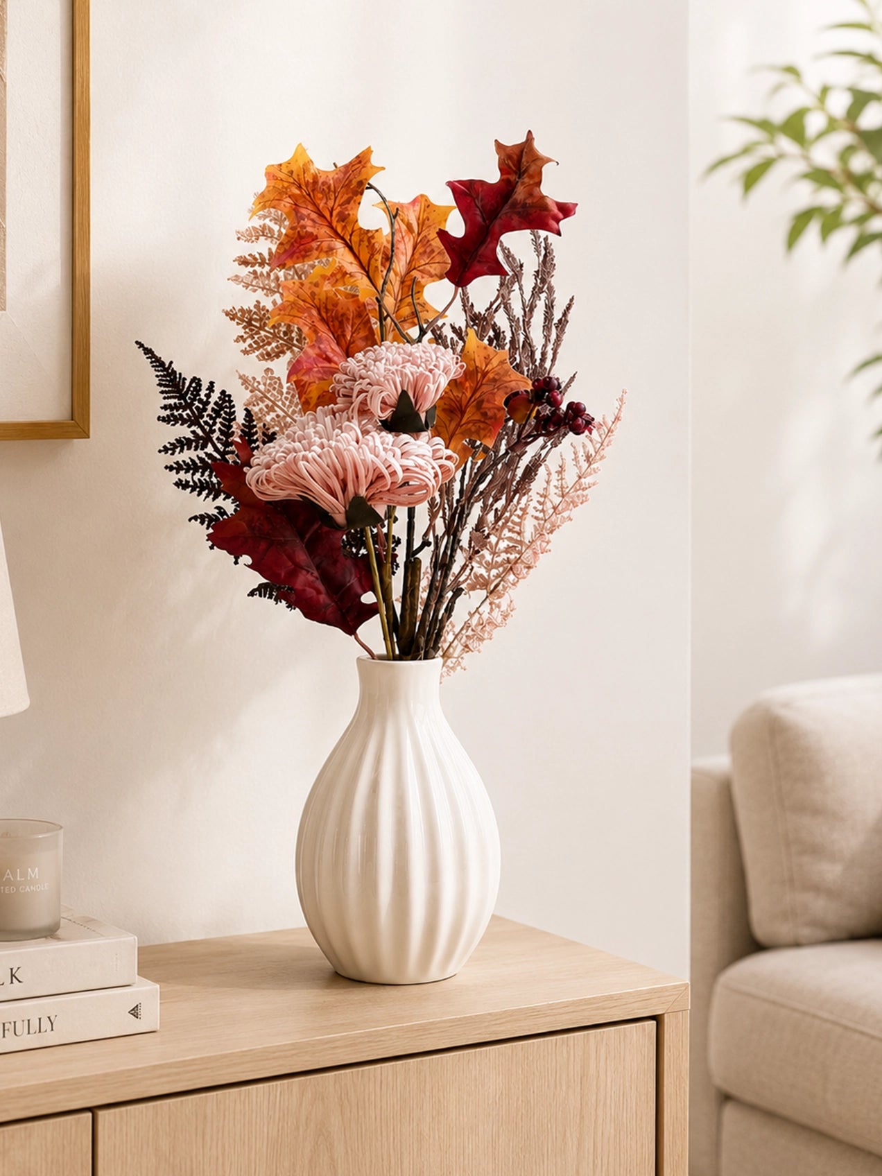 Autumn Essence Faux Dahlia Bouquet | Pink | 58 cm