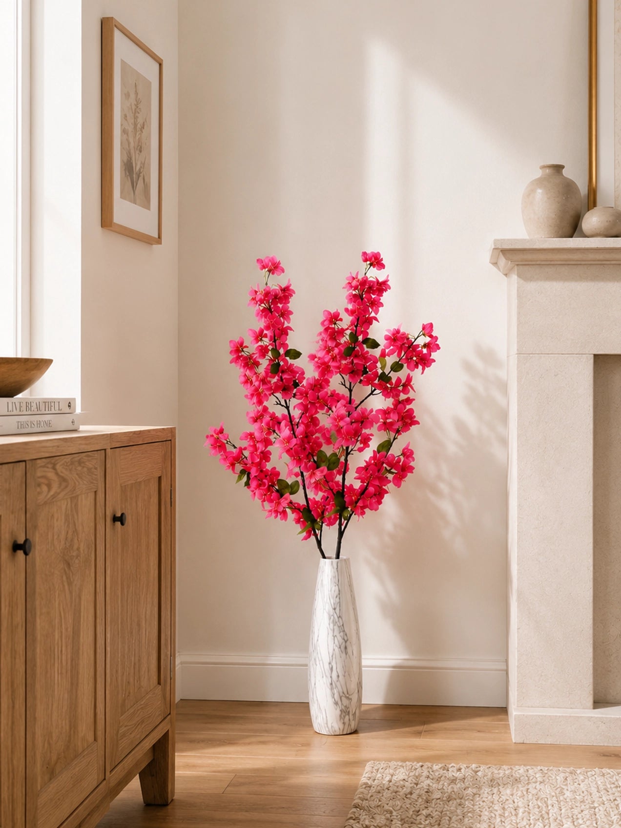 Artificial Bougainvillea Stick | Dark Pink | 135 cm | Set of 2