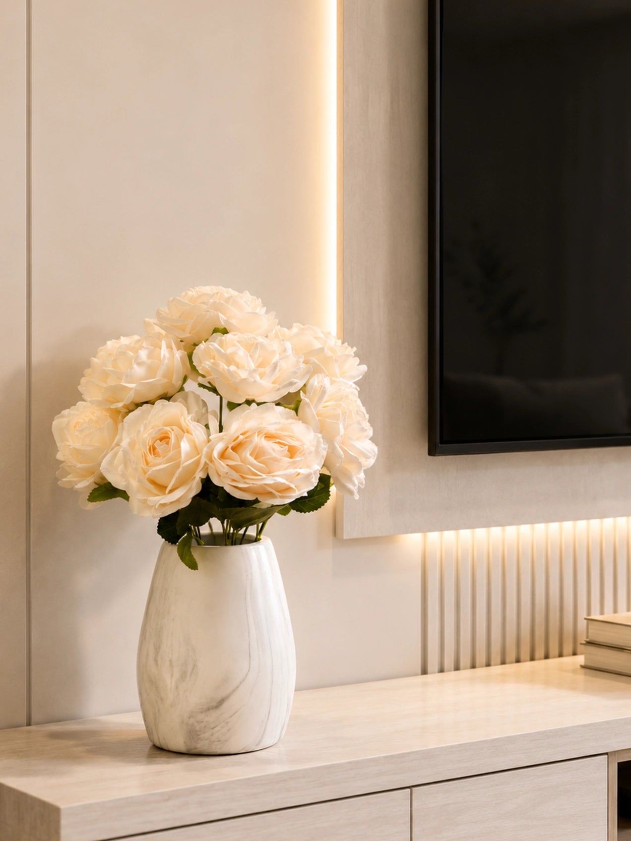 Artificial Rose Flower Bunch | Peach | 40 cm
