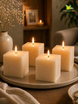 Scented Square Candle Expressions | Cream | 8 cm | Set of 4