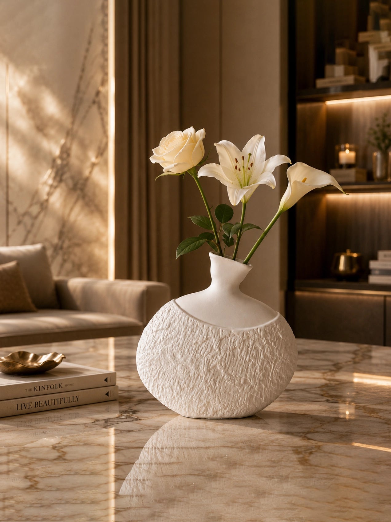 Serene Oval Ceramic Vase | 21 cm
