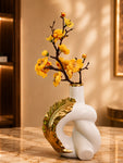 Modern Ceramic Leaf Vase | White | 20 cm