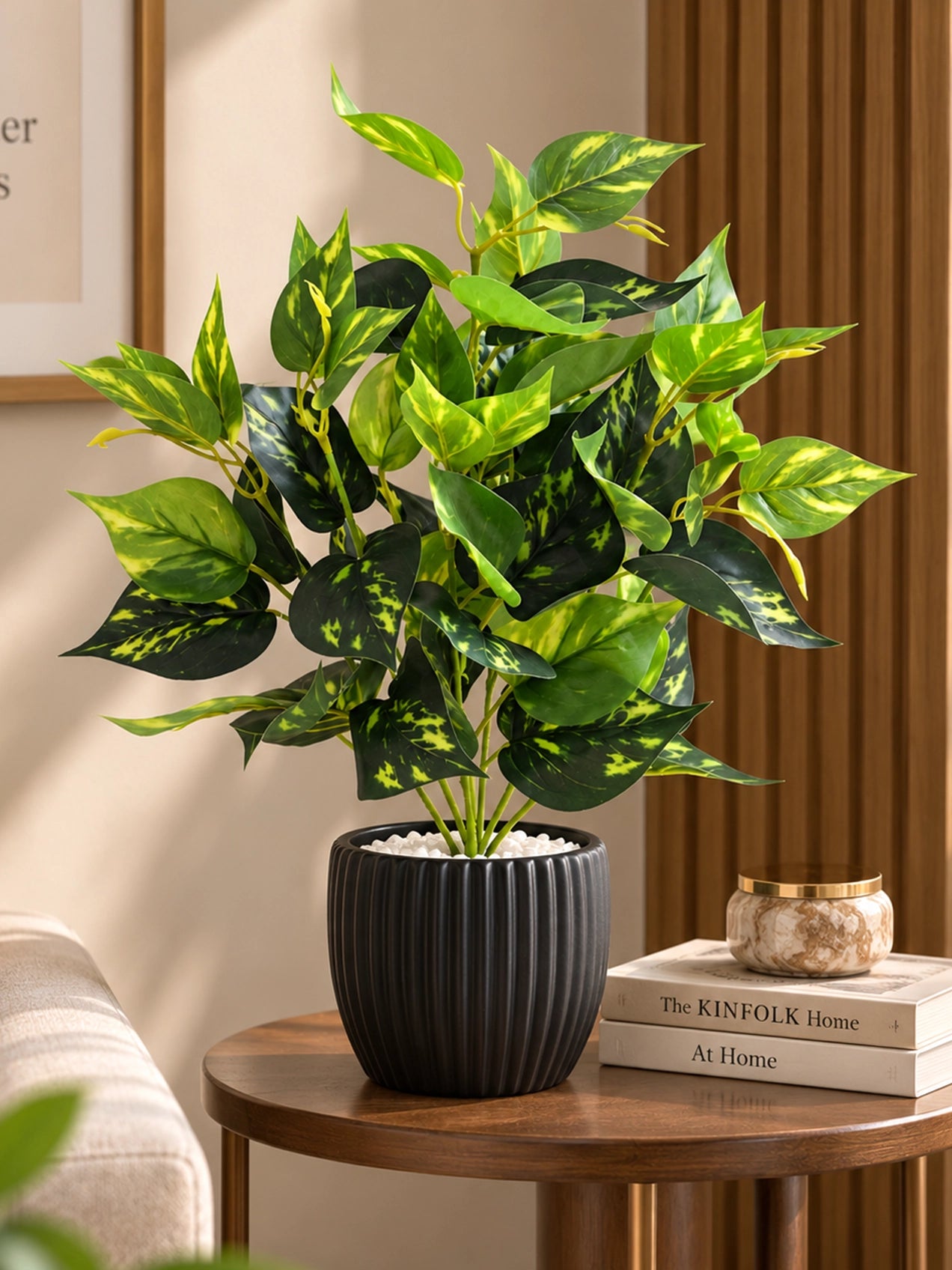 Artificial Golden Pothos Plant | 45 cm | With Basic Pot