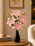 Artificial Lily Flower Stick | Pink | 35 cm | Set of 2