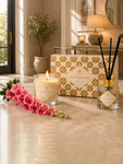 Amber Ginger & Lily Candle & Reed Diffuser Set with Pink Delphinium