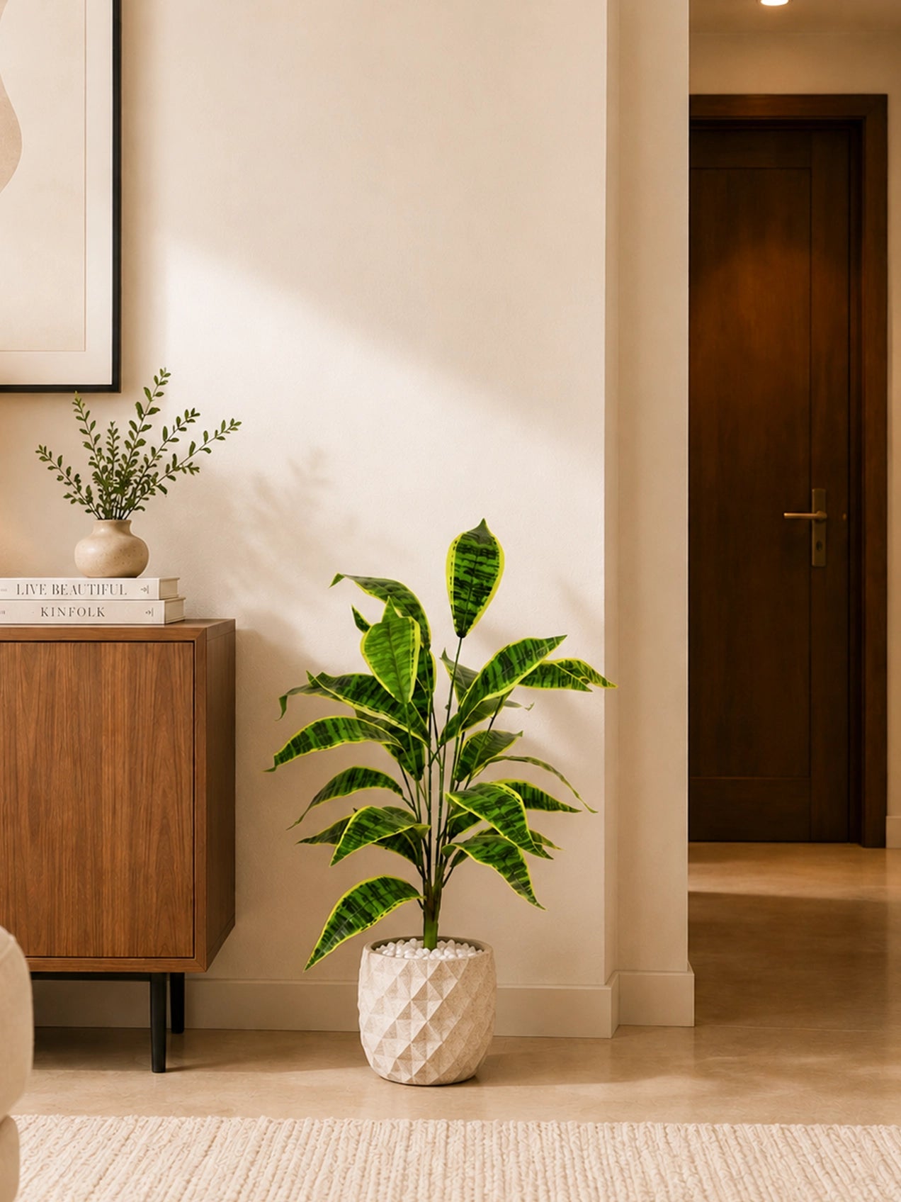 Artificial Snake Plant | 66 cm | 26 Leaves | With Basic Pot