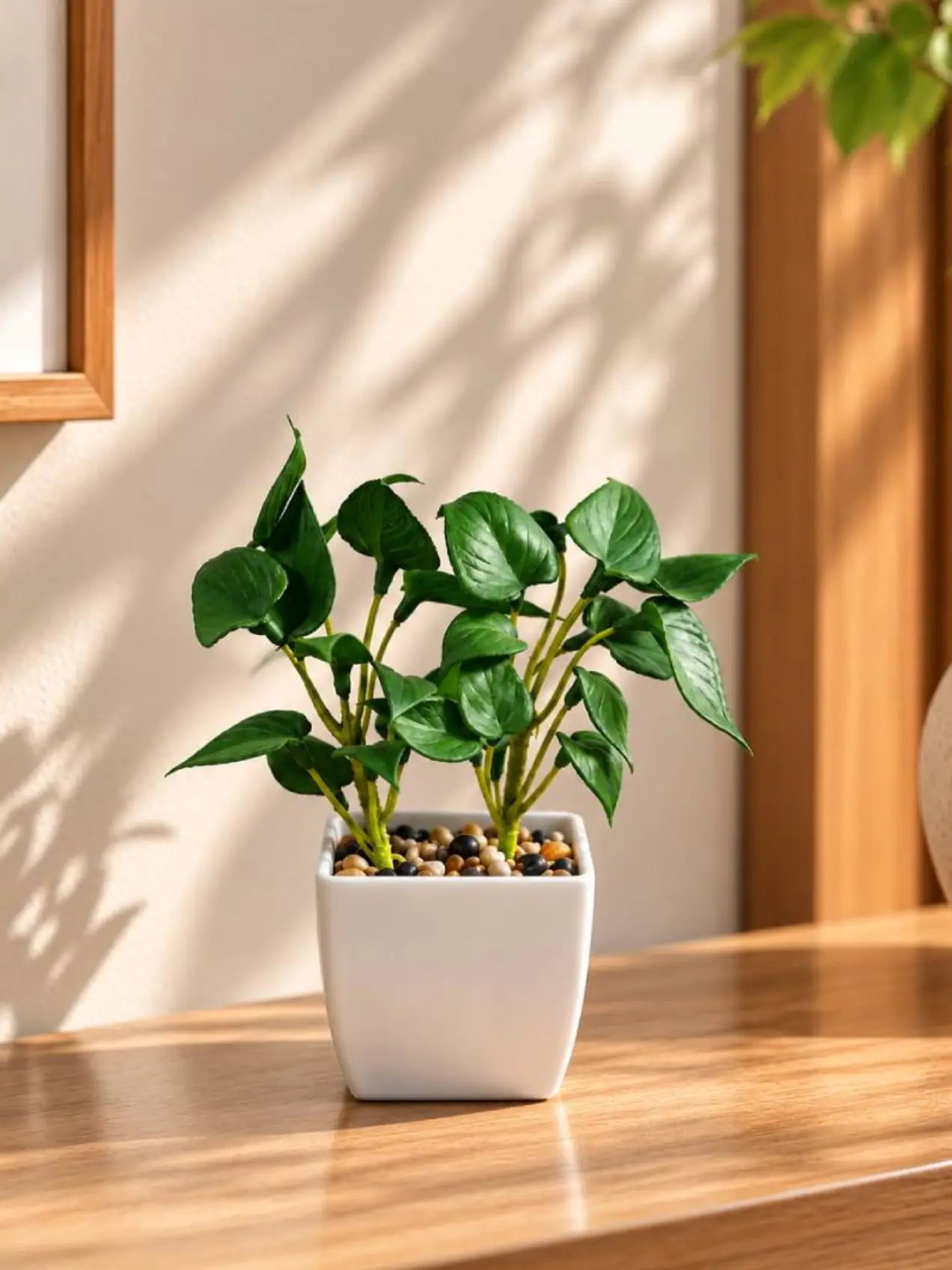 Artificial Money Plant Succulent | Dark Green | 18 cm | With Basic Black Pot