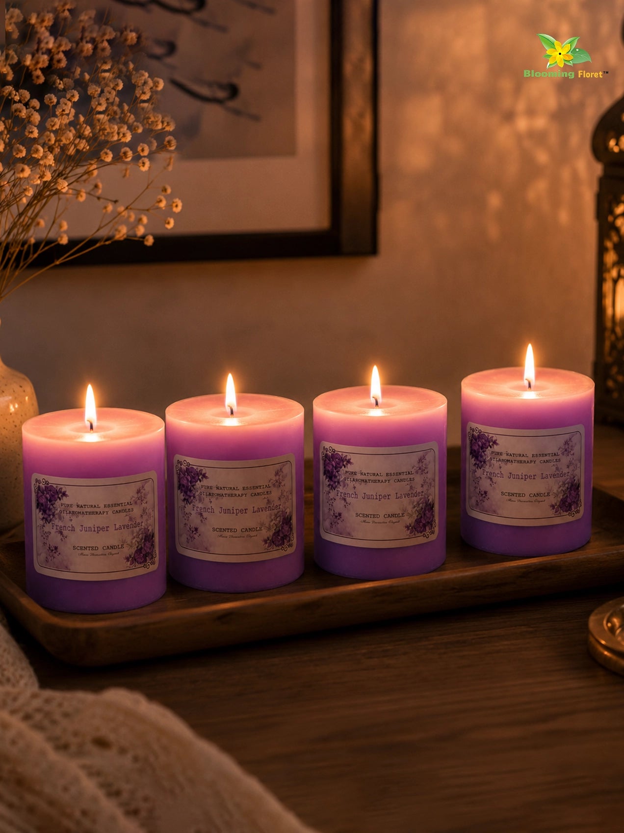 French Scented Pillar Candle | 8 cm | Set of 4