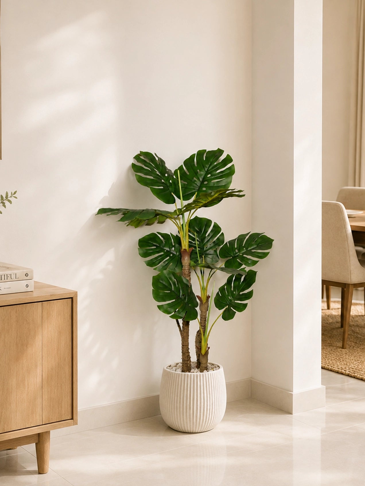 Artificial Monstera Plant | 120 cm | 3 Poles | 12 Leaves