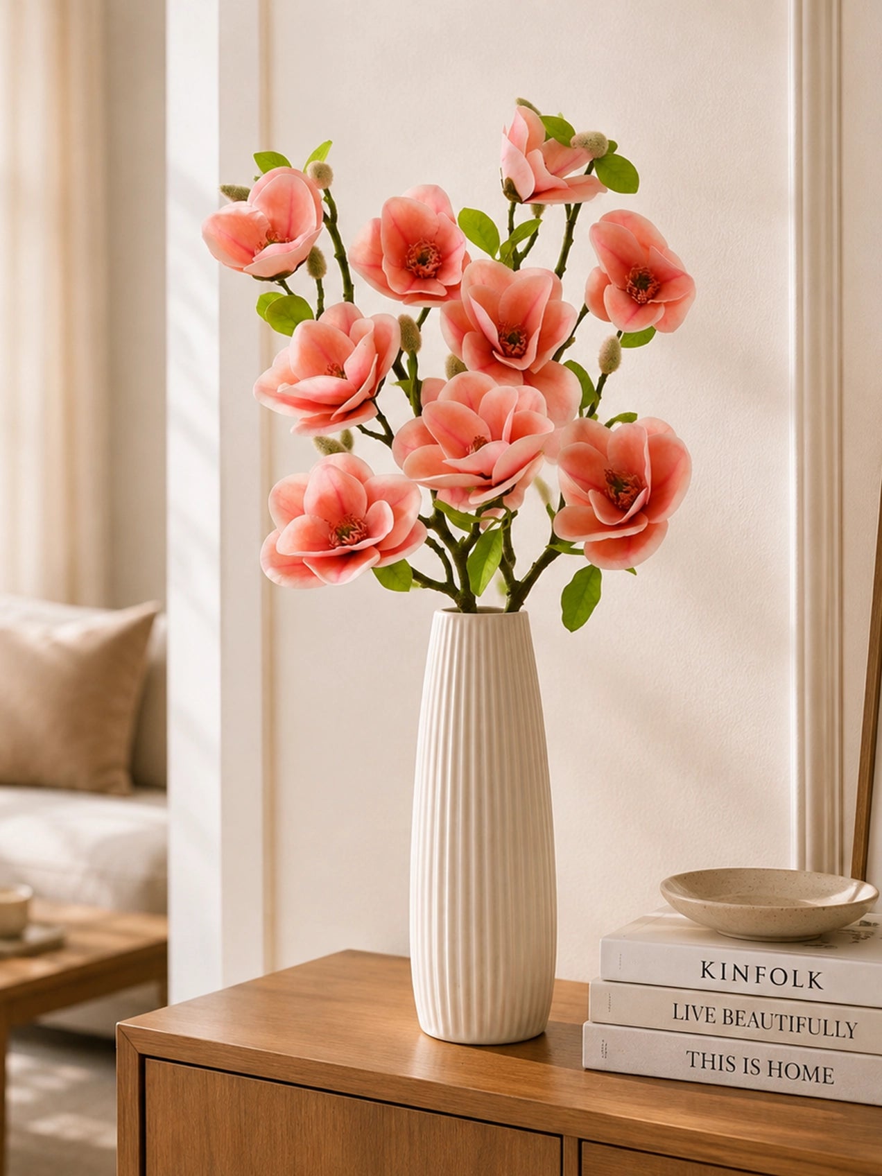 Magnolia Flower Stick | Pink | 72 cm | Set of 2