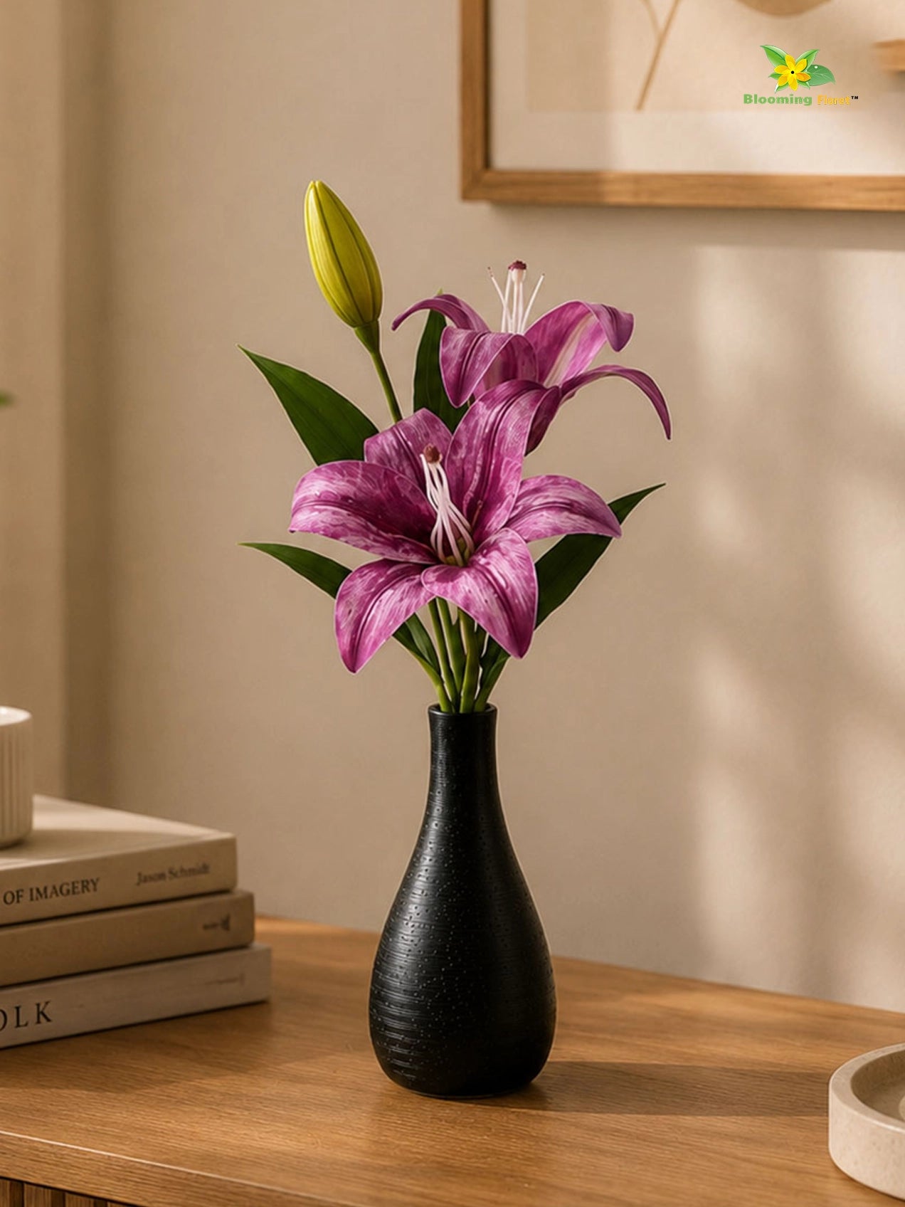 Artificial Lily Flower Stick | Purple | 35 cm