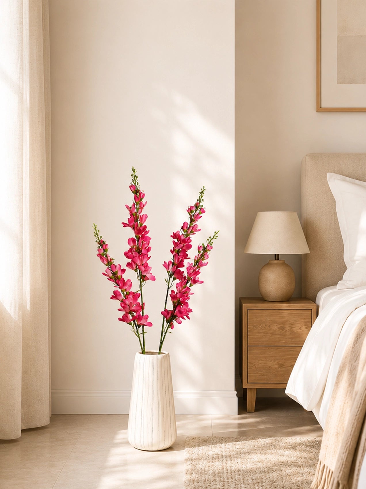 Artificial Orchid Flower Stick | Pink | 106 cm | Set of 2