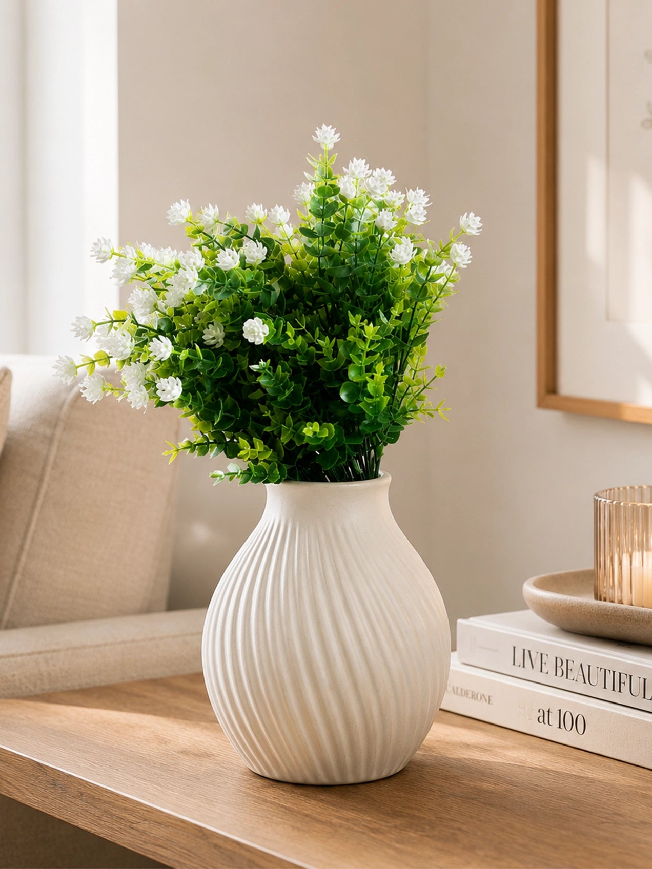 Artificial Kalanchoe Flower Bunch | White | 33 cm