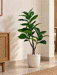 Artificial Jungle Velvet Plant | 90 cm | 33 Leaves | With Basic Pot
