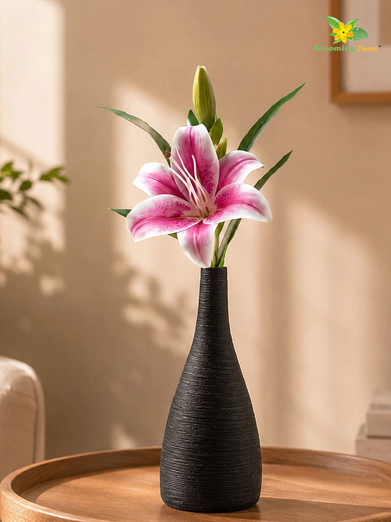 Artificial Lily Flower Stick | Dark Pink | 35 cm