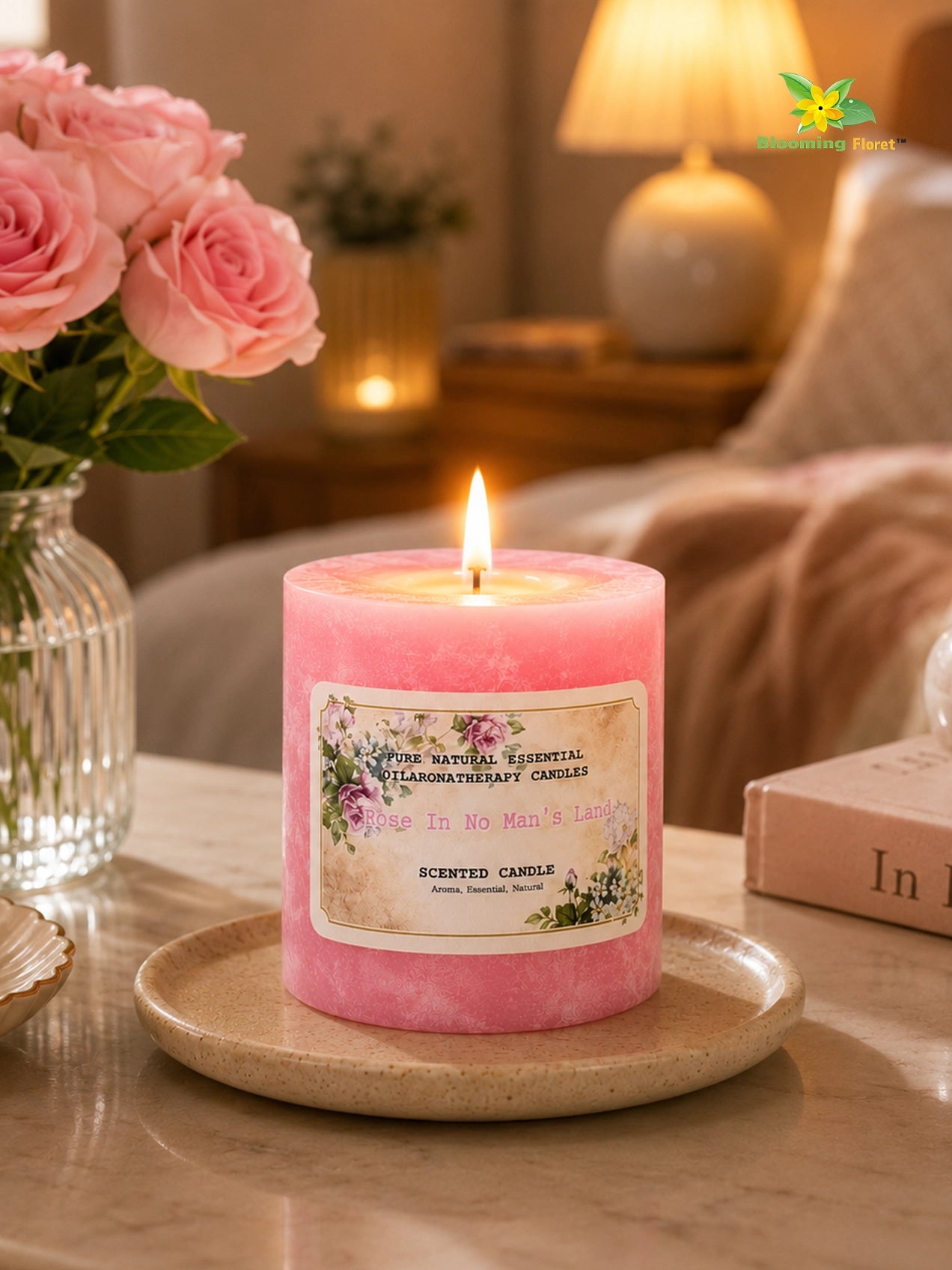Rose Men's Scented Pillar Candle | 8 cm | Set of 1