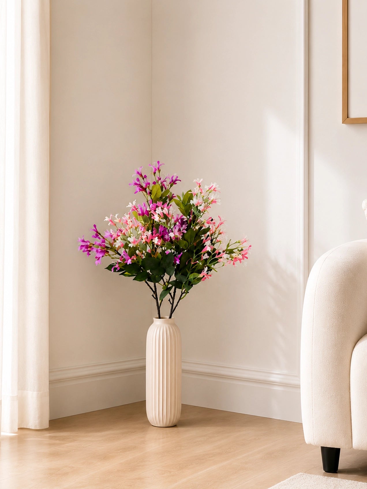 Japanese Honeysuckle Flower Bunch | Light Pink, White and Purple | 90 cm
