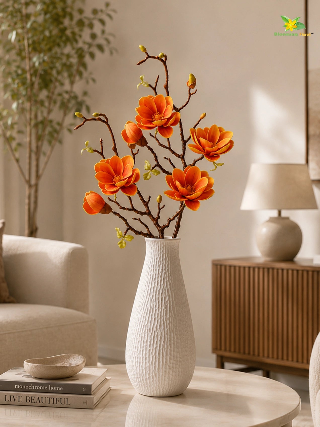 Magnolia Ikebana Flower Stick | Yellow | 72 cm | Set of 2